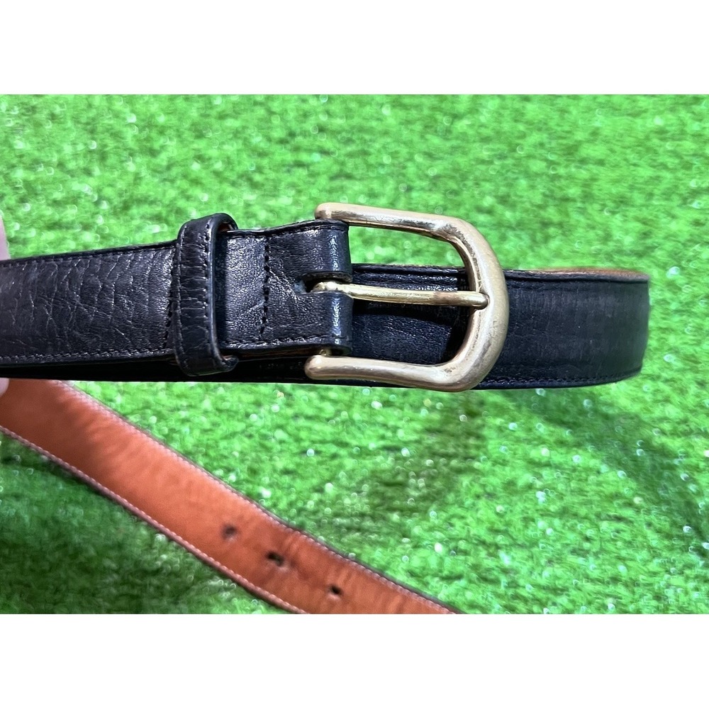 Vintage SAS Pebbled Leather Belt SZ 42 Black Solid Brass Buckle 90s Classic